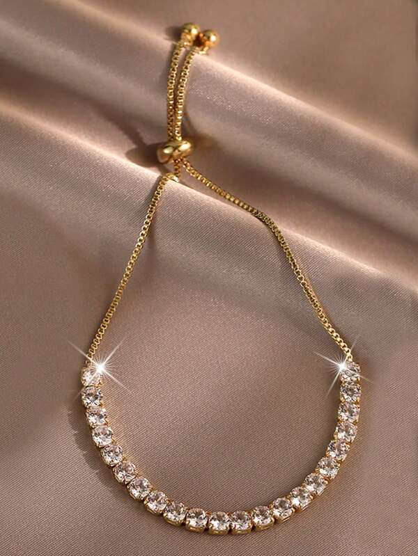 1 Pc Elegant Shinning Tennis Round CZ Chain Bracelet For Gril Friendship Bracelet Festivals Wedding Engagement Anniversary Party Gift