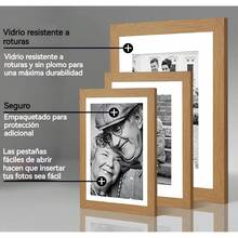 Juego de marcos de fotos de 7 piezas, que incluye uno de 8 x 10, dos de 5 x 7 y cuatro de 4 x 6 en tres tamaños, adecuado para una decoración elegante del hogar o la oficina - Marrón - Ver 3