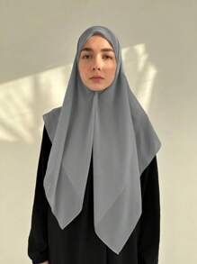 1pc Solid Color Women's Versatile Rectangular Instant Hijab Headscarf, Breathable Comfortable Lightweight High Density Chiffon Knitted Fabric, 175*70cm Chiffon Rectangular Scarf, Undershirt Headscarf, Shawl, Hijab, Suitable For Everyday Wear