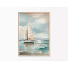1pc Retro Ocean Wall Art Poster Nautical Sailboat Canvas Painting Prints On Canvas Living Room Home Decor Gift Idea Optional Frame