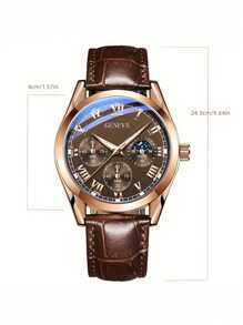 1pc Men's Business Wrist Watch Men Watches Top Brand Luxury Wristwatch Men's Clock Quartz Sport Watch Gift Men's PU Leather Band - Elegant & Comfortable Casual Watch