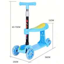 Scooter con Asiento, Patín del Diablo para Niños, Juegos al Aire Libre, Entretenimiento, Resistente - Azul - Ver 2