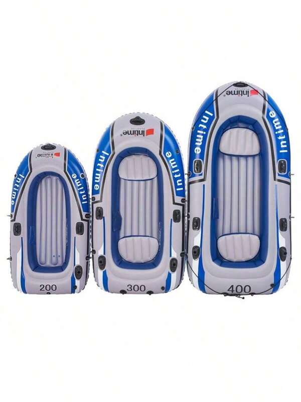 An Inflatable Boat Kayak (With Hand Pump), 2-4 Person Fishing Boat Thickened PVC Outdoor Portable Folding Boat, Multiple Size Options To Meet Different Needs, Portable Folding, Easy To Store, Fast Inflation, Time-Saving And Labor-Saving, Multi-Functional Design, Diverse Ways To Play