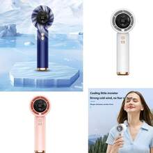 2025 New USB Mini Fan Powerful 100 Speed LED Display Handheld Fan Portable Charging Turbo Small Fan Desktop Small Electric Fan - White - View 8