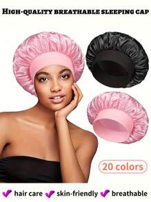 1 pièce / 2 pièces Nouvelle casquette de sommeil élastique à large bord en satin doux et respirant, style mode décontracté et confortable pour usage quotidien