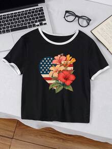 Customizable Personalized Ladies T-Shirt - Add Your Own Photo/Text (Family Photo/Selfie/Statement/Journal), Design Your Own Custom Printed T-Shirt, Fashionable, Hip-Hop, Unique Women's Clothing, Can Be Used As A Gift For Your Own Girlfriends, Family Members, Friends, Kids, Etc., Feel Free To Play With Your Design. - Black - View 4