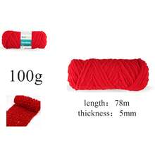 1 Pc 100g Thick Ice Bar Wool Yarn Sweater Hat Shoes Handmade Yarn Knitting Yarn Scarf Doll Diy Yarn Yarn Ball - Red - View 3