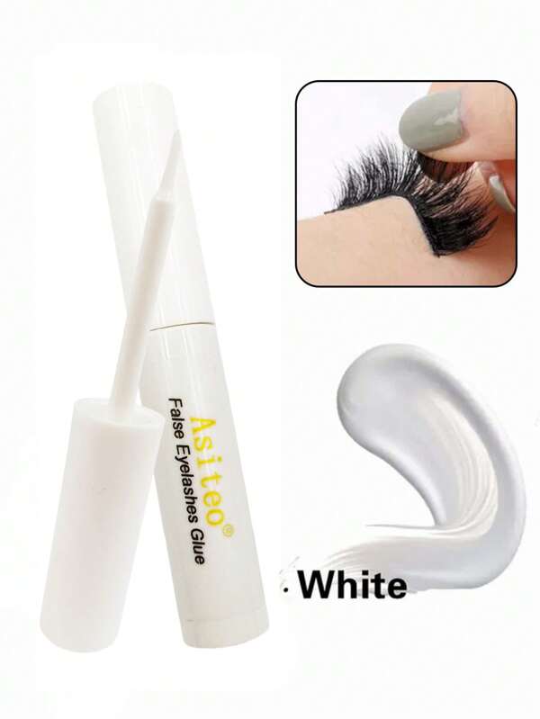 Asiteo 1 Piece 5ML White Color  Eyelash Glue Makeup Faux Mink Eyelashes Adhesive  Quick Dry Waterproof Long-Lasting Lashes Adhesive Faux Mink False Eyelashes Glues Lash Glue, Eyelash Glue