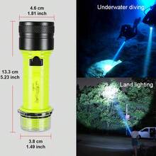 升级版 LED 水肺潜水手电筒内置 18650 电池 C 型可充电潜水手电筒超亮水下 50 米灯 - 綠色 - 查看 9