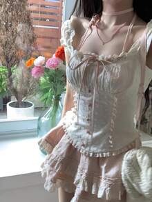 1 件公主风格女孩两件套，包括泡泡裙、甜美和辣味极简主义性感蛋糕裙、洛丽塔时尚、夏季服装万圣节 - 彩色 - 查看 4