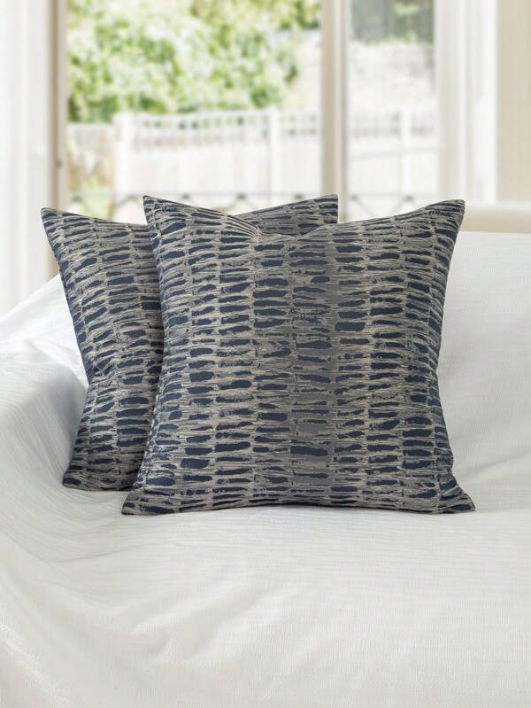 غطاءا وسادة مرقط بطريقة الجكار، بتصميم بسيط، قطعتان من الإسفنج الناعم المصنوع من البوليستر لديكور غرفة المعيشة في المنزل