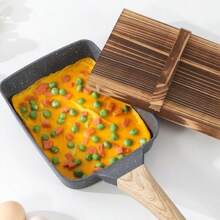 1 Nonstick Japanese Omelette Egg Stone Pan Kitchen Tamagoyaki Pan Handle Pan Kitchen Frying Pan Daily Use Steak Pan Multi-Function Egg Pan Daily Egg Roll Pan Breakfast Rectangular Steak Pan Anti Scaling Handle For All Stove