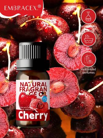 EMBRACEX. 10ml Cherry Fragrance Essential Oil, Made From Premium Pure Cherry, Long-Lasting Scent, Ideal For Women's Summer Fragrance And Also Suitable For Car Air Fresheners, Aroma Diffusers, Reed Diffusers And Other Home Fragrance Products, A Fun Gift Choice - Water-Soluble
