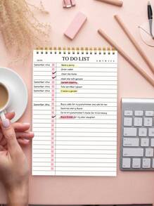 Trees 3pcs Pink Daily To-Do List Notepad Planner Spiral Notebook School Supplies,Back To School