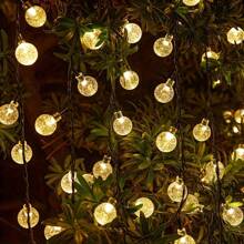 1pc Solar Crystal String Lights - 20/100/200 LED Fairy Lights With 8 Lighting Modes, Button Control Switch, Ideal Decorative Lights For Outdoor Wedding, Patio, Garden, Fence, Christmas And Halloween Parties