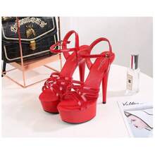 Women's High-Heeled Sandals, Thin Heels, Waterproof Platform, 15cm Ultra-High Heeled Sandals