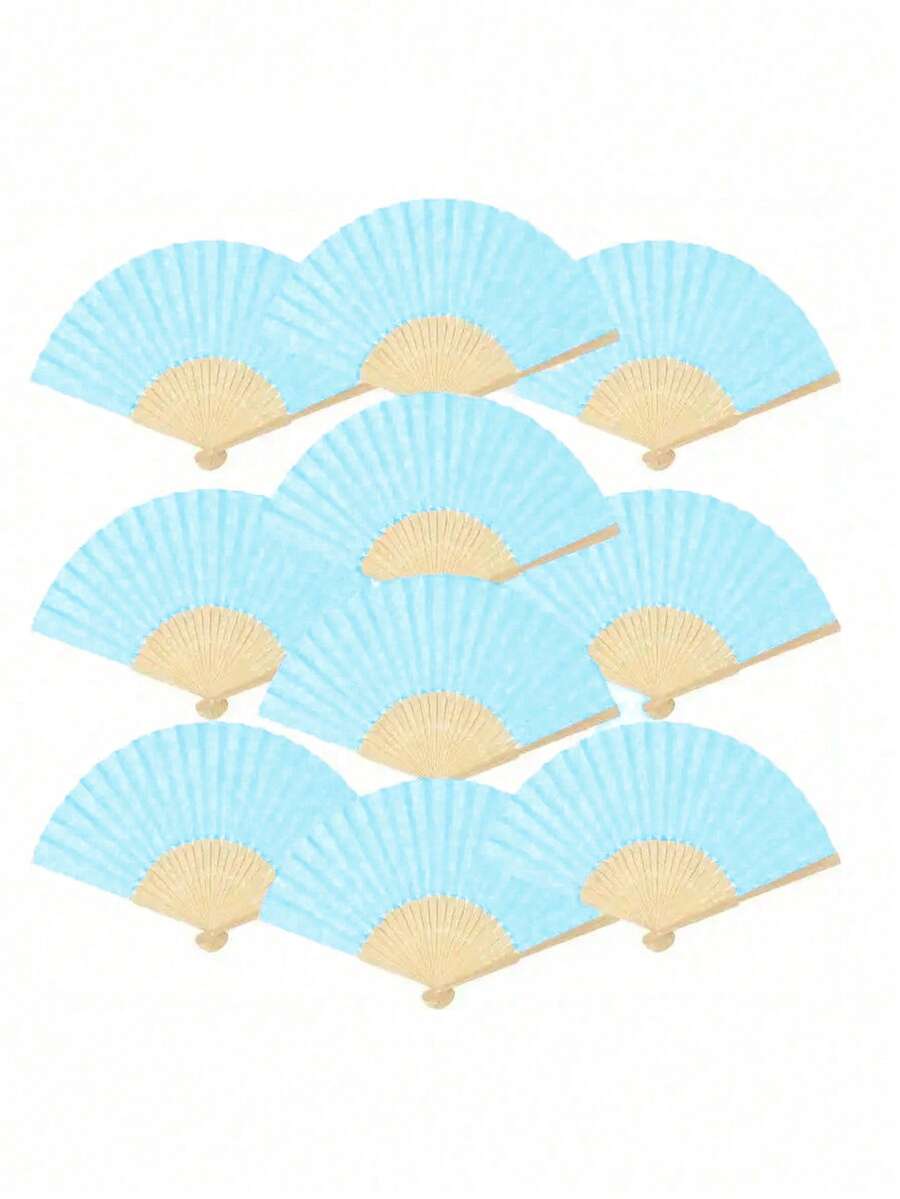 Bộ 1-40 quạt giấy gấp, quạt tre cầm tay tự làm kiểu Trung Quốc, quà tặng khách dự đám cưới, trang trí tiệc sinh nhật, quà Giáng sinh, quà Ngày lễ tình nhân, quà Năm mới, trang trí nhà cửa, quạt cầm tay gấp gọn, quạt cưới cá nhân hóa, trang trí tiệc, quà tặng trang trí nhà cửa thủ công mỹ nghệ - Màu xanh nhạt - Xem 1