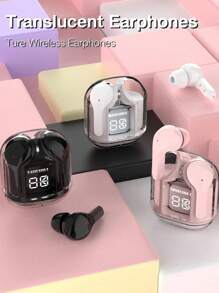 MEIYIXING DIGITAL TECHNOLOGY MEIYIXING Transparent TWS Wireless Earbuds, With LED Power Display Screen, Sports And Exercise In-Ear Headphones, Volume Control, Compatible With Smartphones, Capacitive Microphone, High-Quality Music, 200mAh Long Battery Life, Single-Play Duration Up To 2-5 Hours