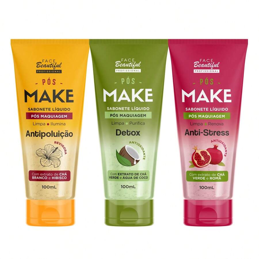 Kit 03 Liquid Soap After Makeup Tube 100ml Face Beautiful