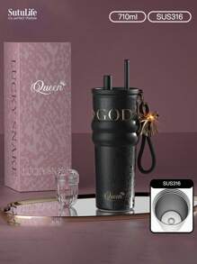 Vaso térmico de gran capacidad de 500ml/700ml/710ml - Taza de café de acero inoxidable con tapa, vaso de viaje para bebidas calientes y frías, compatible con portavasos de coche, material, tapa con boquilla y soporte para pajita, banda de silicona antideslizante para sujetar, portátil para exteriores, camping, oficina, regalo de botella de agua para novia, estudiante, vuelta al cole para niños