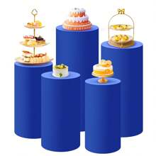 Royal Blue Cylindrical Bottom Cover, Spandex Cylindrical Stand Cover For Party, Wedding Or Birthday Decoration - Cylindrical Cover Only