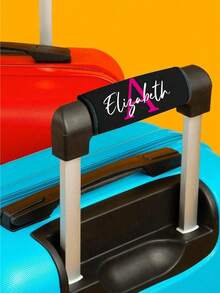 Custom Name Luggage Handle Wrap, Personalized Suitcase Handle Wraps With Text, Customized Stroller Identifier, Customizable Luggage Wraps For Suitcase, 14x15cm, Orange/Red/Blue/Yellow/Rose Red/Black/Green, Luggage Wrap, Mother'S Day Gift, Easter Gift, Valentine'S Day Gift, Birthday Gift - Multicolor - View 3