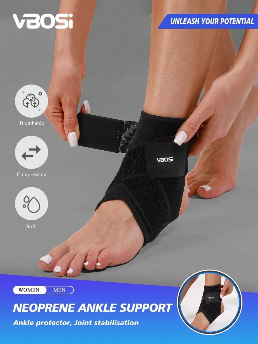 VBOSI 1 Piece Adjustable Neoprene Unisex Breathable Ankle Support For Workout And Daily Use Gift For Women Men Gym Accessories - Black - View 1