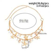1pc Bohemian Beach Shell Waist Chain, Elegant Sexy Metal Waist Chain - Fashionable Body Jewelry, Fits Dresses & Pants, Perfect For Casual Wear, Metal Circular Ring Waist Chain, Simple And Fashionable Body Chain