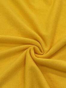 女式细针织立领中袖套头衫，时尚优雅宽松五分袖打底衫，春秋季 - 黃色 - 查看 6