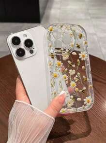 Funda de teléfono con flores, pequeñas margaritas y borde crema que ofrece protección contra golpes, compatible con Apple 16/15/14/13, Pro Max X XR, Galaxy S25/S24/S23, Xiao Mi 14T/13T/12T, Redmi Note 13/12, Honor
