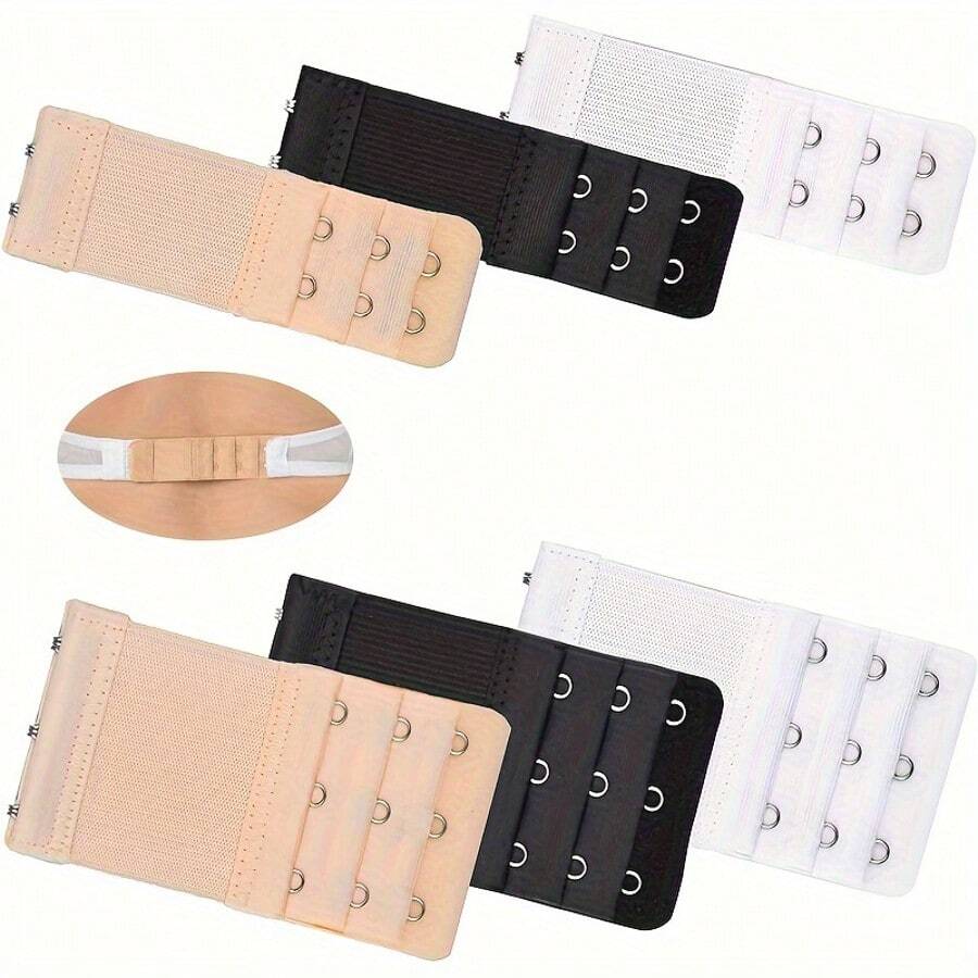Pacote com 3/6 extensões de sutiã feminino, extensões elásticas ajustáveis para alças de sutiã, acessórios macios para sutiã, cores sortidas, ajuste confortável - Multicolorido - Ver 1