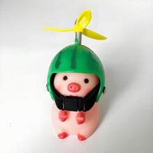1pc Pink Pig With Helmet Creative Personalized Motorcycle Decoration, Elastic Band Suitable For Most Motorcycles And Bikes, Cute Pig Head Motorcycle/Bicycle Handlebar Decoration, Creative Personalized Gift, Fashionable Helmet Pig, Motorcycle Accessory