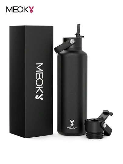 24盎司保温水瓶，双吸管盖，24小时保冷，防漏，不锈钢真空保温咖啡杯，旅行杯，双层不锈钢运动水瓶，适合户外、健身房、旅行和上学使用