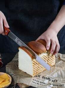 1pc Restaurant Baking Tools Stainless Steel Bread Knife Wooden Handle 8 Inches Cake Knife Serrated Bread Knife