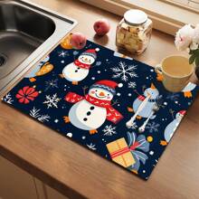 1 pieza Posavasos de silicona con impresión de carta navideña, hombre de jengibre y caramelos, antideslizante y muy absorbente, lavable, apto para encimera, cocina, mesa de comedor, decoración navideña