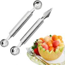 2pcs Double-Headed Metal Fruit Baller Spoon Multi-Use Fruits DIY Carving Tool For Watermelon Melon Pitaya Easy Scoop For Dessert