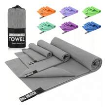 1 pieza/2 piezas Toalla deportiva y de acondicionamiento físico de microfibra de doble cara, de secado rápido, gris claro, absorbente, antiarena, portátil para yoga, natación, senderismo, actividades al aire libre
