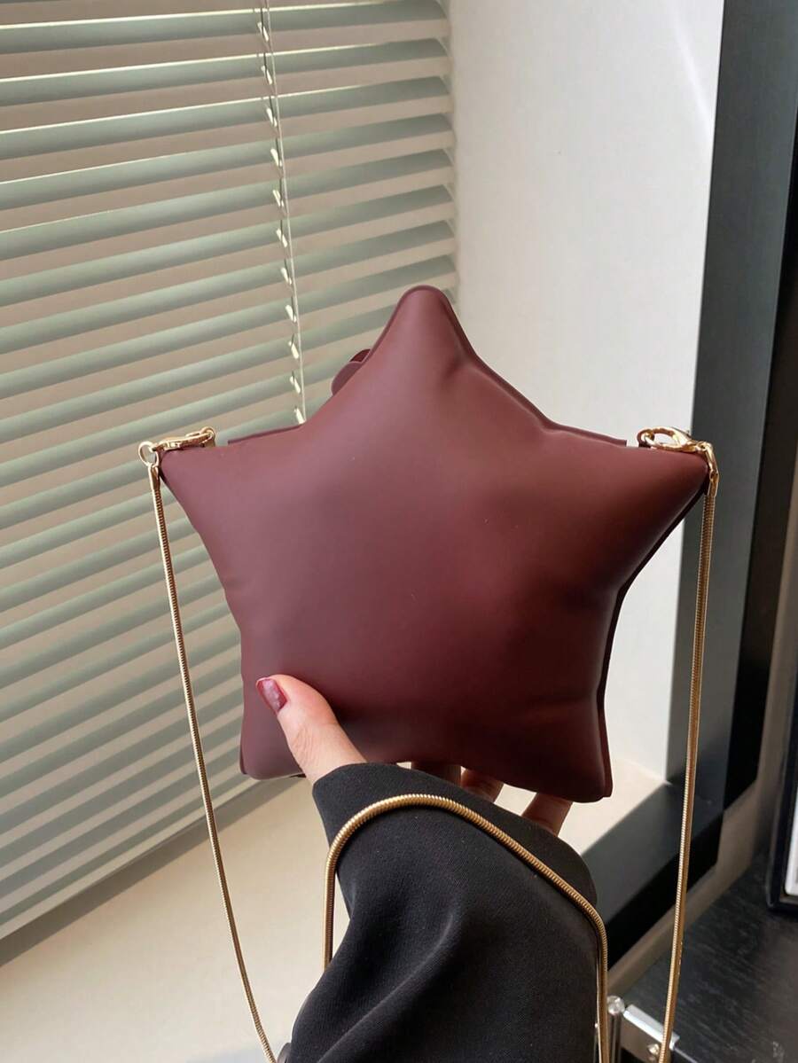 Mini Fashion Metallic-Color Molded Star Shaped Shoulder/Crossbody Bag, Clutch For Evenings, Parties, Fits Phone, Cosmetics, Inflatable Balloon Box
