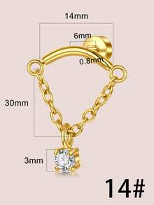 一套20G镀金耳钉，扁平不锈钢蝴蝶、蛋白石、珍珠、花朵、太阳、蛇形十字架、立方氧化锆耳钉，扁平耳骨螺旋耳环，女士扁平耳环，低过敏性立方氧化锆耳环，耳骨螺旋耳环 - 金色-2 - 查看 8