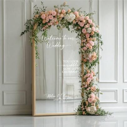 1PC Personalised Welcome To Our Wedding Decal For Mirror | Custom Wedding Sign Sticker | Elegant Vinyl Decor For Reception Or Ceremony