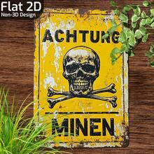 1pc Inspiring Vintage German Metal Tin Sign Decor, Decor Plaque & Ornaments (8" X 12"), Careful With Mines. Best Friend Birthday Gift. Funny Retro Sign Poster Suitable For Office, Outdoor, Wall Street, Patio, Garage, Home Decoration, Random Style - Multicolor - View 5