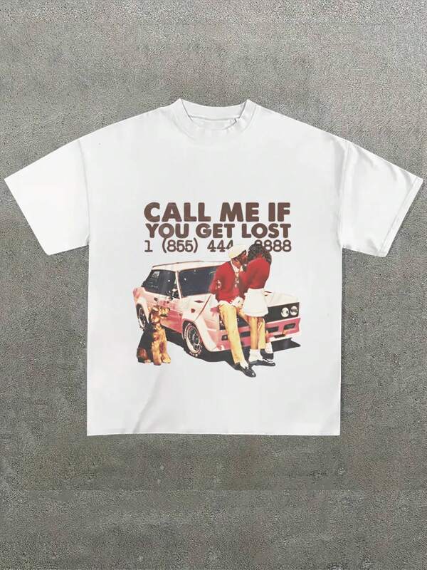 Retro Car-Themed Romantic Graphic Tee,Casual Digital Print Pure Heavy Cotton T Shirt,220g Cotton T-Shirt,Gift,Summer,Unisex