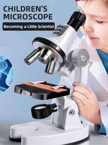 Microscope Kit For Kids 8+ – LED Lighting, 3 Lenses With 1200X, 600X, 200X Magnification, Educational Toy For Young Scientists To Explore The Microscopic World