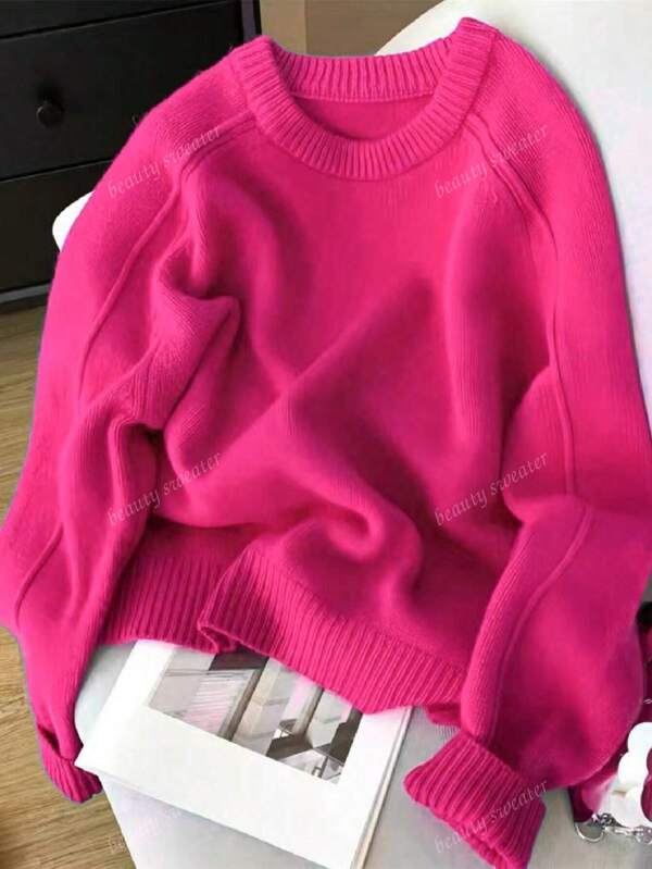 Casual Solid Color Soft & Cozy Knit Sweater, Autumn/Winter