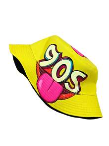 Retro 90s Graffiti Print Bucket Hat, Unisex Street Hip Hop Lightweight Reversible Bucket Hat, Suitable For Parties And Events - A - View 11