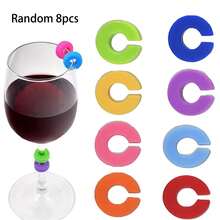 12 件草莓形酒杯标记、硅胶酒杯挂饰、水果饮料标记、酒杯标签、酒杯装饰，适用于派对、酒吧、餐桌和家庭使用 - 彩色 - 查看 8