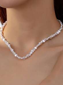 Irregular Faux Pearl Necklace And Bracelet As One Set Jewelry Gifts