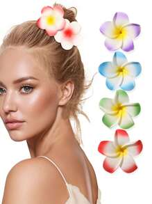 8 Peças Grampos de Cabelo com Flor de Plumeria para Mulheres, Tamanho Grande de 7cm, Acessórios de Cabelo Estilo Moda Praia Fofa, Grampos de Cabelo, Presilhas de Cabelo, Material Escolar