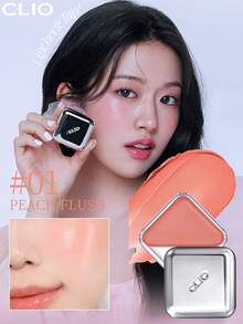 Clio K-Beauty 2合1唇頰彩，乳霜腮紅，自然光澤妝效，質地滑順，易上妝，不油膩，方便攜行，乳霜般好暈染 - 01 PEACH FLUSH - 查看 2