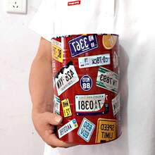 1pc Extra Large European & American Style Round Piggy Bank, Cartoon Design High Capacity Coin Storage Box, USD, EUR, AUD, KRW, CAD Personalized Graffiti Money Jar, SAR, TMT, EGP, CHF Big Drum Shape Coin Bank, Graffiti Oil Drum Decor (Random Size) - Multicolor - View 11